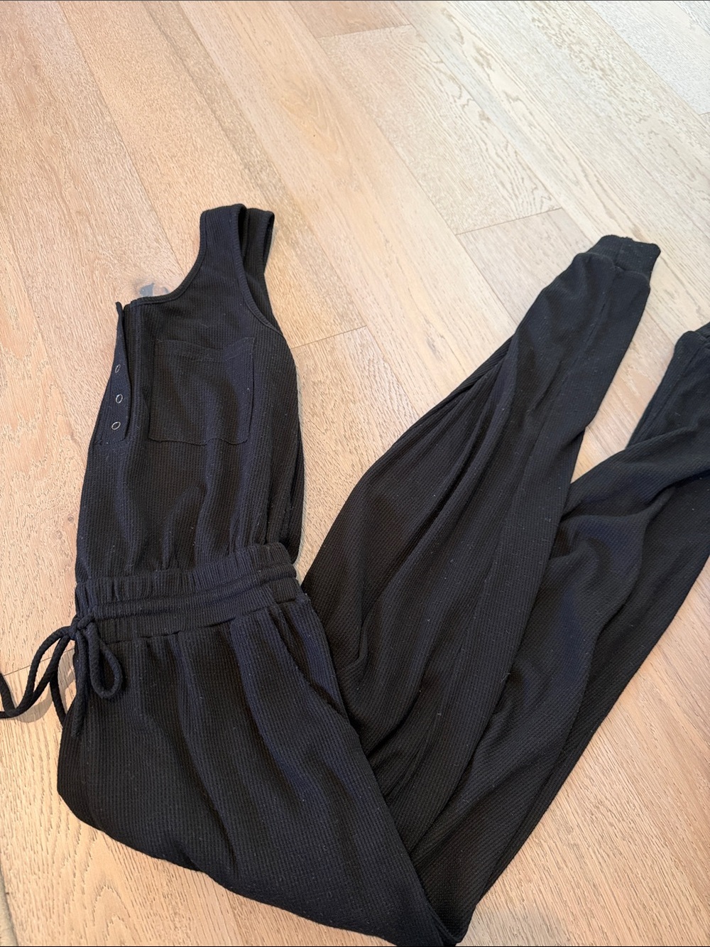 ILLA ILLA Black Ribbed Tank Jumpsuit with Drawstring Waist